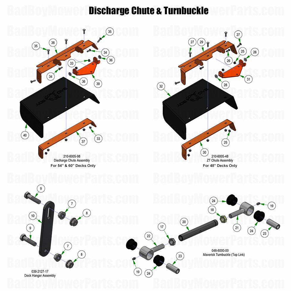 3726 - Bad Boy Mower Parts Lookup > 2025 > Maverick > Discharge Chute & Turnbuckle